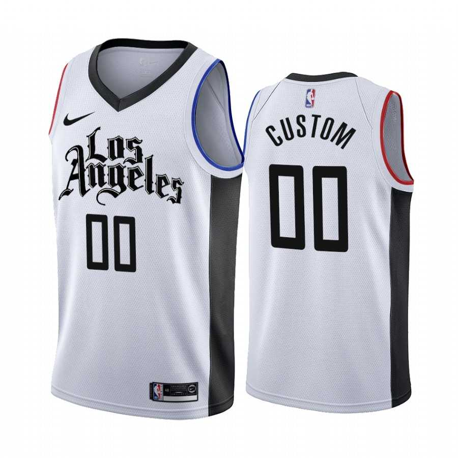 Men & Youth Customized Los Angeles Clippers 2019-20 White Los Angeles City Edition Nike Jersey